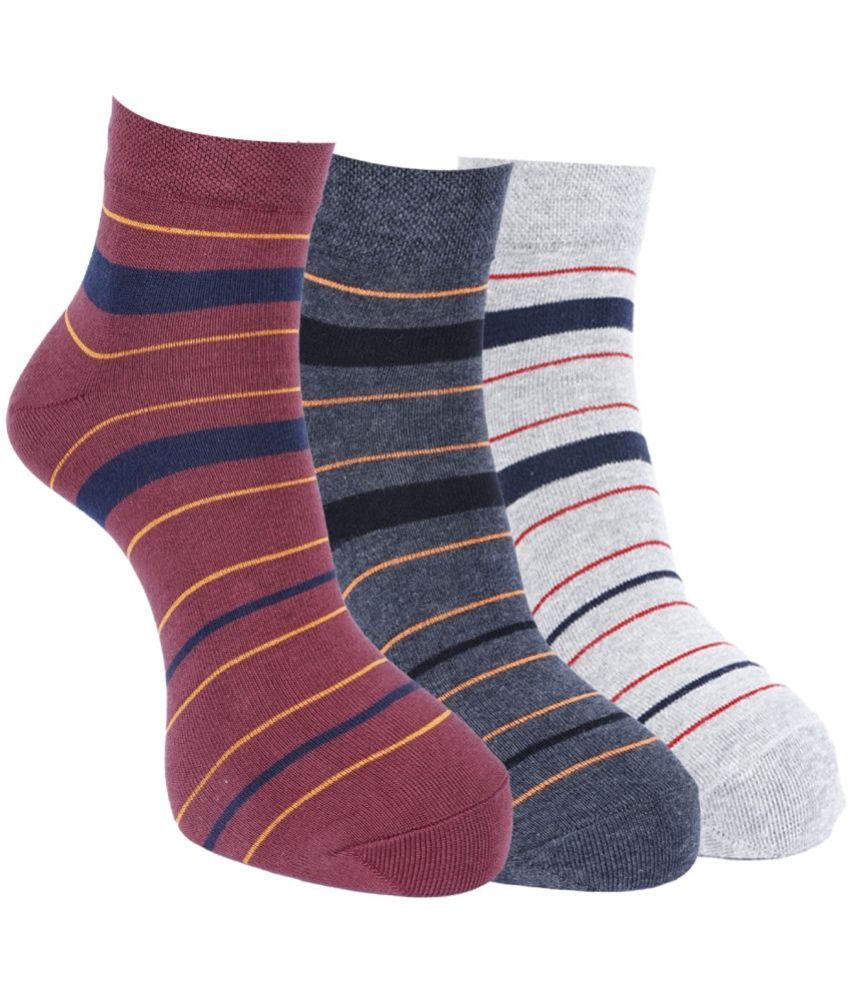     			Force NXT Cotton Blend Men's Striped Multicolor Ankle Length Socks ( Pack of 3 )