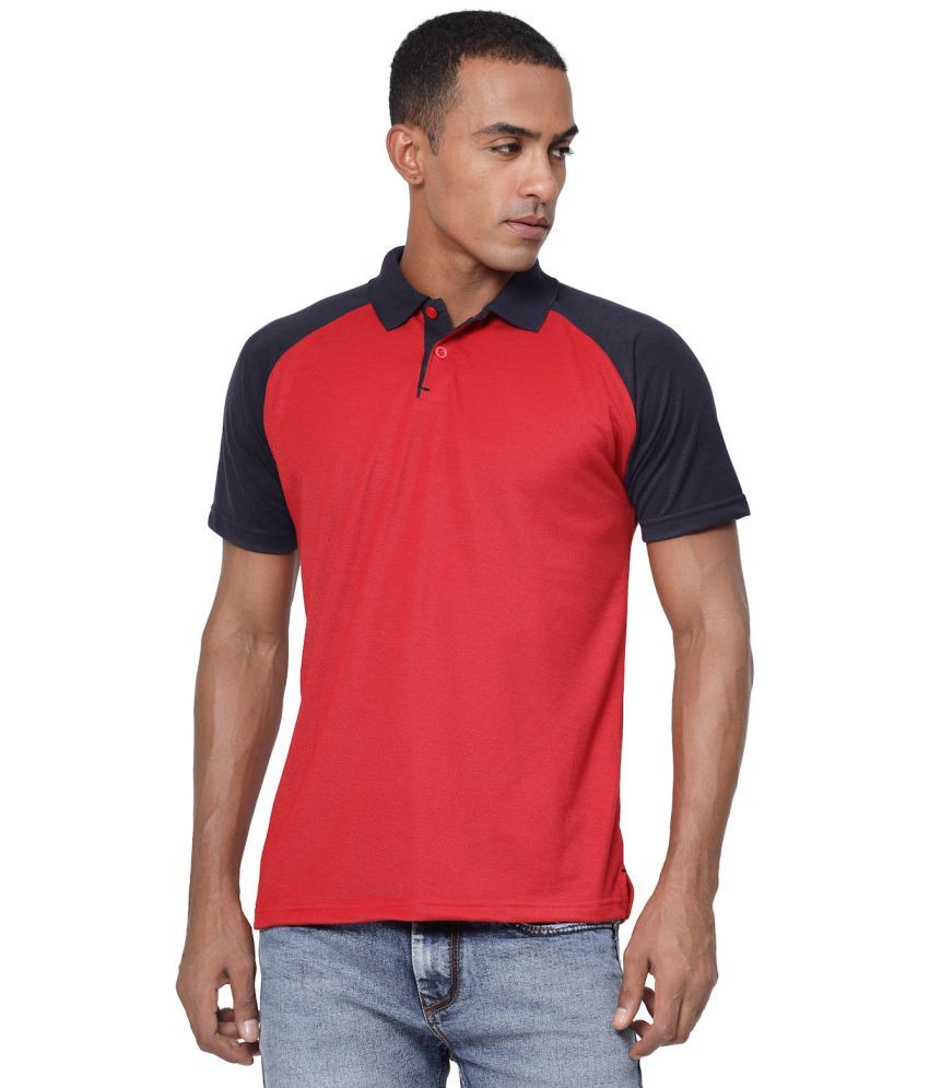     			Fundoo Polyester Regular Fit Colorblock Half Sleeves Men's Polo T Shirt - Red ( Pack of 1 )