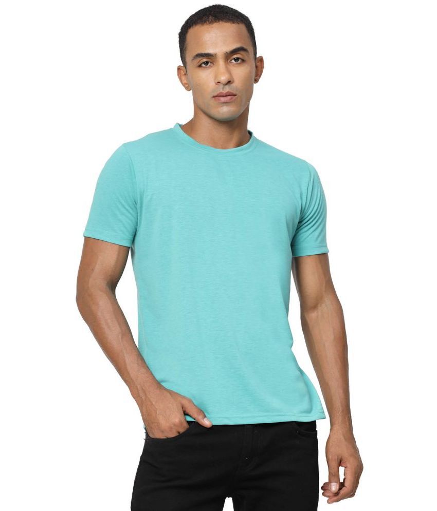     			Fundoo Polyester Slim Fit Solid Half Sleeves Men's T-Shirt - Aqua Blue ( Pack of 1 )