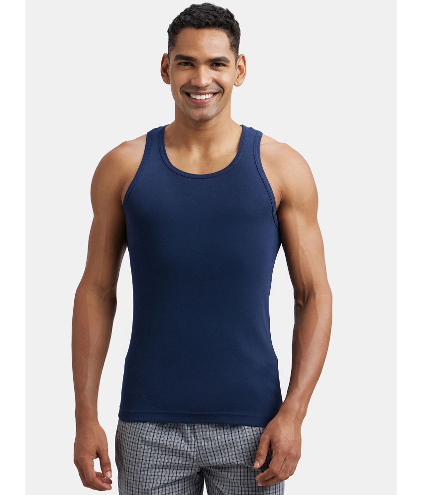     			Jockey FP04 Men Super Combed Cotton Rib Round Neck Sleeveless Vest - Deep Navy