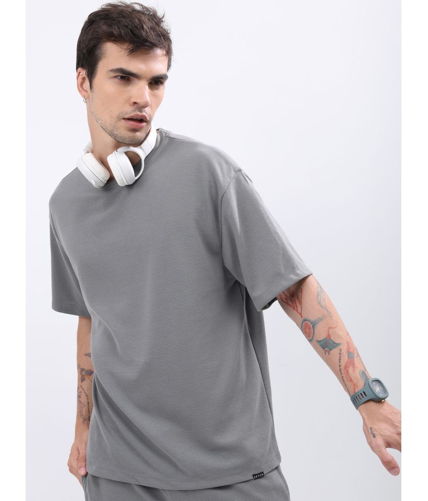     			Ketch Polyester Oversized Fit Self Design Half Sleeves Men's T-Shirt - Grey ( Pack of 1 )