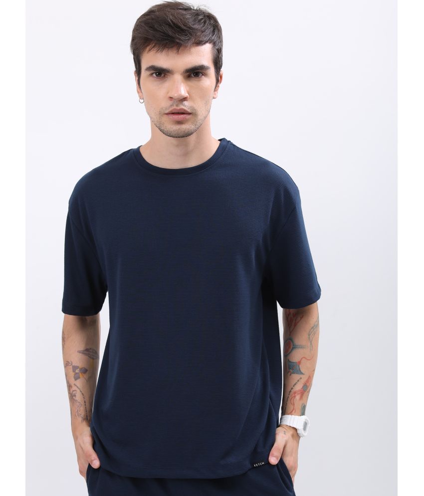     			Ketch Polyester Oversized Fit Solid Half Sleeves Men's T-Shirt - Navy Blue ( Pack of 1 )