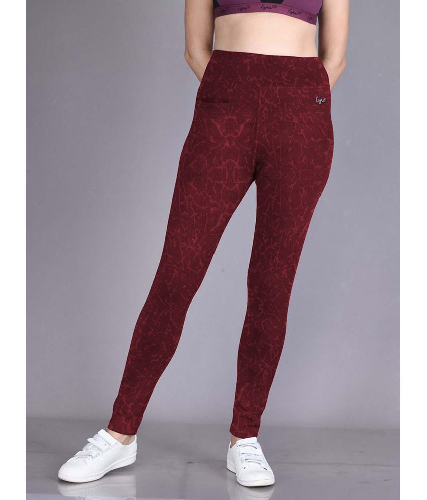     			LYRA Maroon Polyester Printed Tights - Single