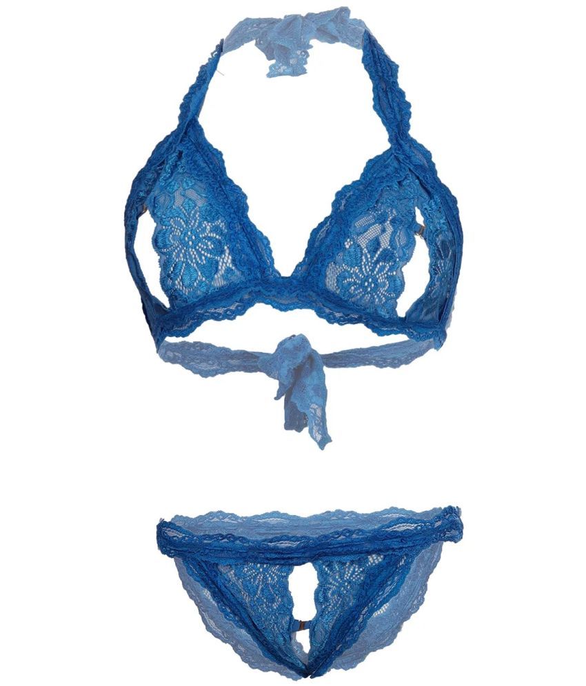     			Purble Blue Lace Women's Bra & Panty Set ( Pack of 1 )