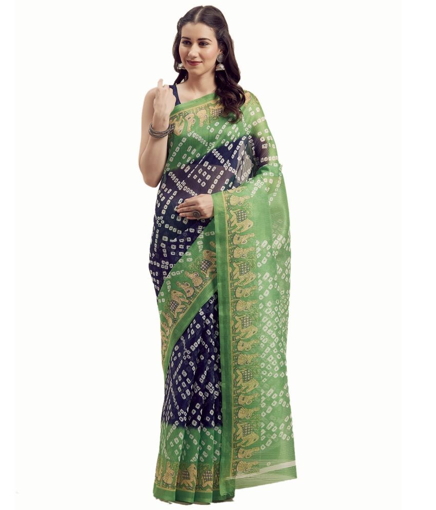     			Saadhvi Art Silk Printed Saree With Blouse Piece - Green ( Pack of 1 )