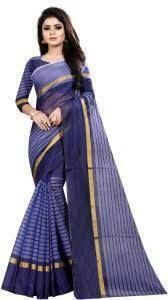     			Saadhvi Cotton Silk Applique Saree Without Blouse Piece - Blue ( Pack of 1 )