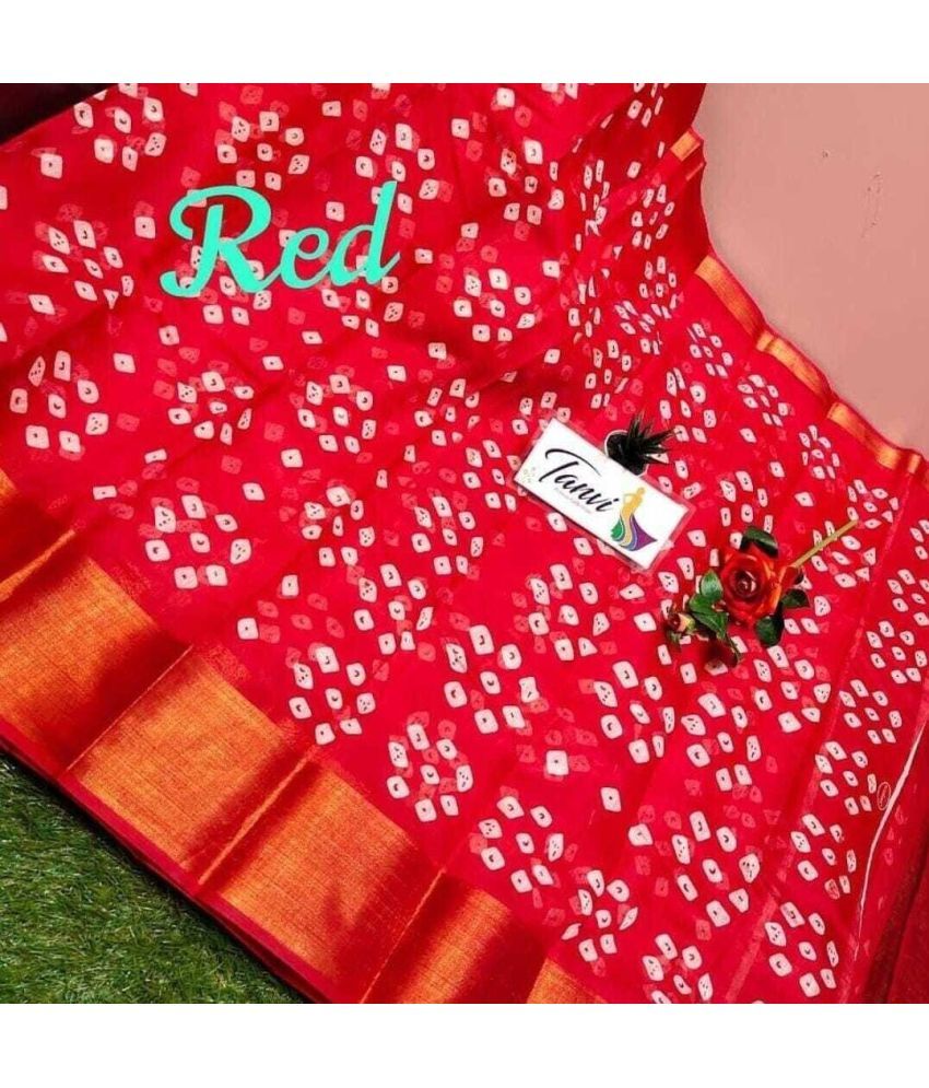     			Saadhvi Cotton Silk Applique Saree Without Blouse Piece - Red ( Pack of 1 )