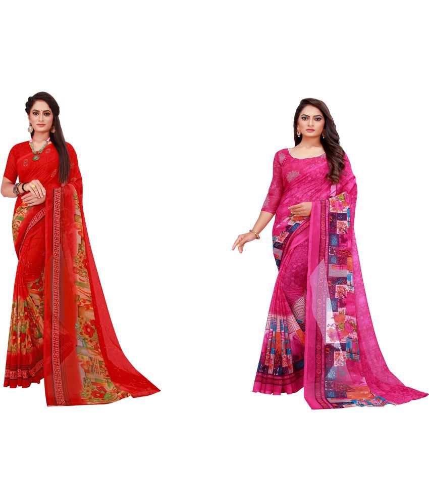     			Saadhvi Cotton Silk Applique Saree Without Blouse Piece - Multicolor ( Pack of 2 )