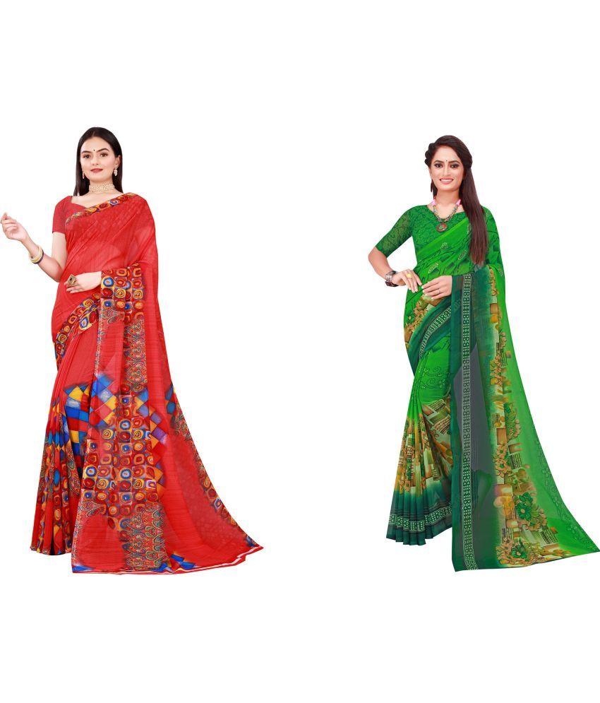     			Saadhvi Cotton Silk Applique Saree Without Blouse Piece - Multicolor ( Pack of 2 )