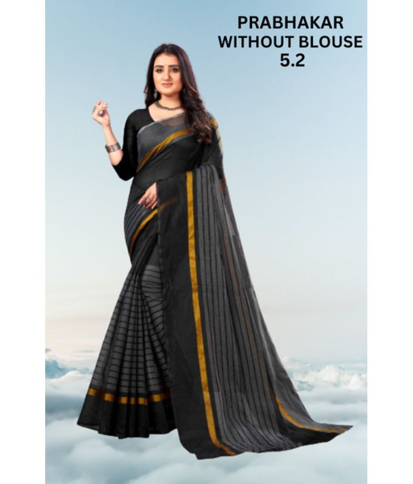     			Saadhvi Cotton Silk Applique Saree Without Blouse Piece - Black ( Pack of 1 )