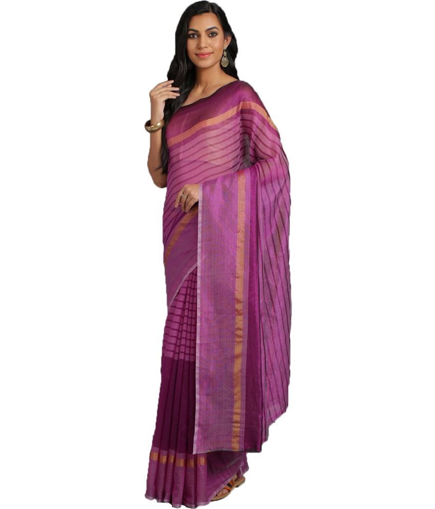     			Saadhvi Cotton Silk Applique Saree Without Blouse Piece - Purple ( Pack of 1 )