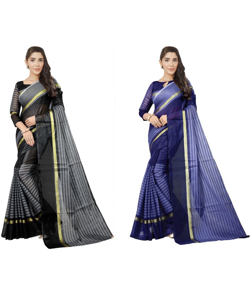     			Saadhvi Cotton Silk Applique Saree Without Blouse Piece - Multicolor ( Pack of 2 )