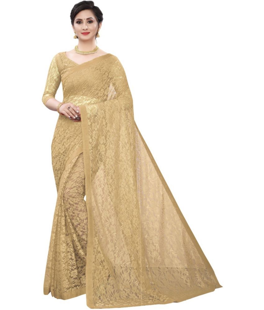     			Saadhvi Cotton Silk Applique Saree Without Blouse Piece - Beige ( Pack of 1 )