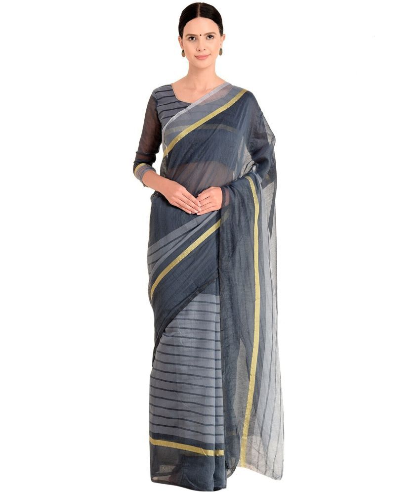     			Saadhvi Cotton Silk Applique Saree Without Blouse Piece - Grey ( Pack of 1 )