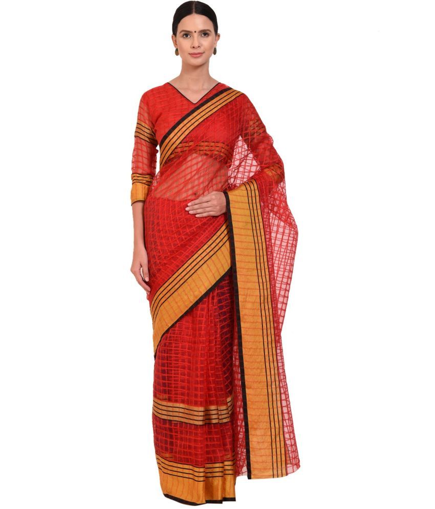     			Saadhvi Cotton Silk Applique Saree Without Blouse Piece - Red ( Pack of 1 )