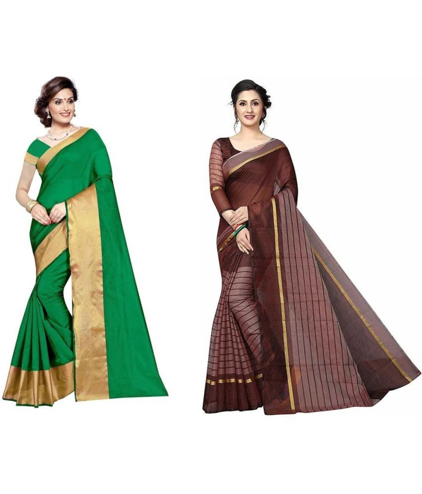     			Saadhvi Cotton Silk Applique Saree Without Blouse Piece - Multicolor ( Pack of 1 )