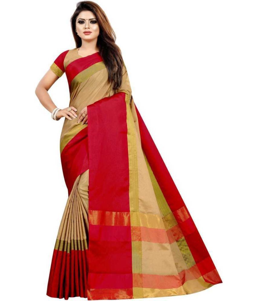     			Saadhvi Cotton Silk Applique Saree Without Blouse Piece - Multicolor ( Pack of 1 )