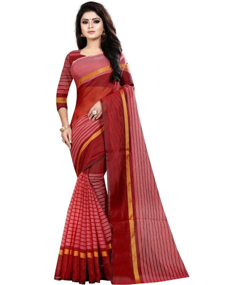     			Saadhvi Cotton Silk Applique Saree Without Blouse Piece - Maroon ( Pack of 1 )