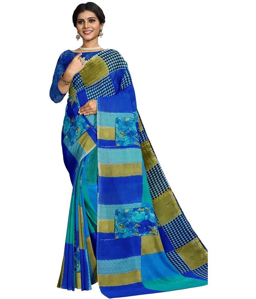     			Saadhvi Cotton Silk Applique Saree Without Blouse Piece - Green ( Pack of 1 )