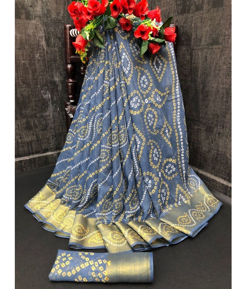     			Saadhvi Cotton Silk Applique Saree Without Blouse Piece - Grey ( Pack of 1 )