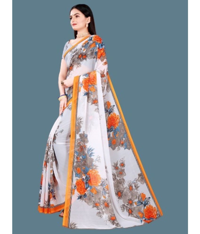     			Saadhvi Cotton Silk Applique Saree Without Blouse Piece - Orange ( Pack of 1 )