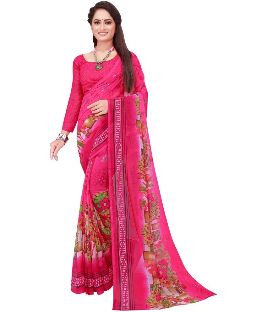     			Saadhvi Cotton Silk Applique Saree Without Blouse Piece - Pink ( Pack of 1 )