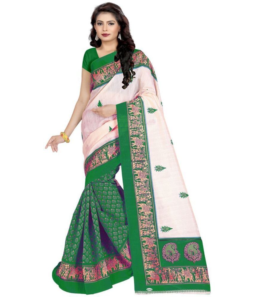     			Saadhvi Cotton Silk Embellished Saree Without Blouse Piece - Light Green ( Pack of 1 )