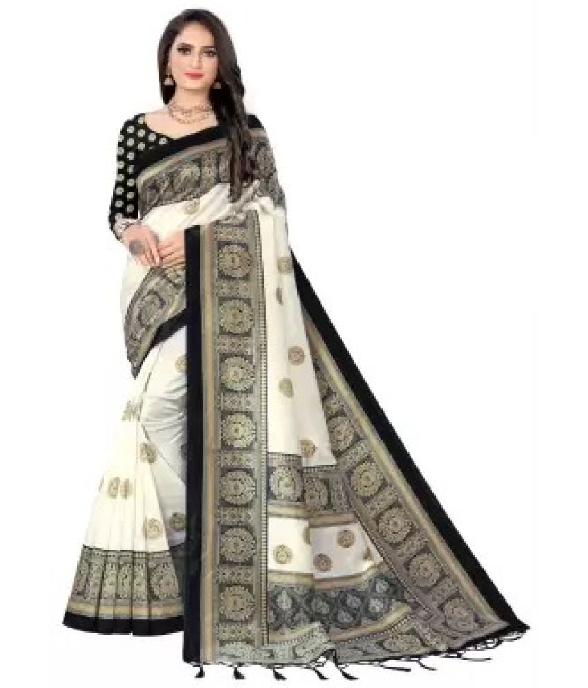     			Saadhvi Cotton Silk Printed Saree With Blouse Piece - Black ( Pack of 1 )