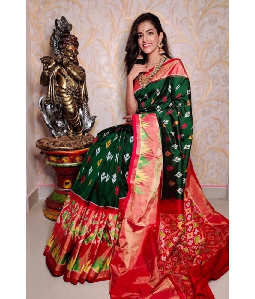     			Saadhvi Cotton Silk Printed Saree With Blouse Piece - Red ( Pack of 1 )