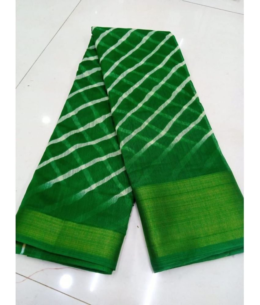     			Saadhvi Cotton Silk Printed Saree Without Blouse Piece - Green ( Pack of 1 )