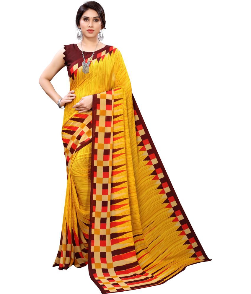     			Saadhvi Cotton Silk Self Design Saree Without Blouse Piece - Yellow ( Pack of 1 )