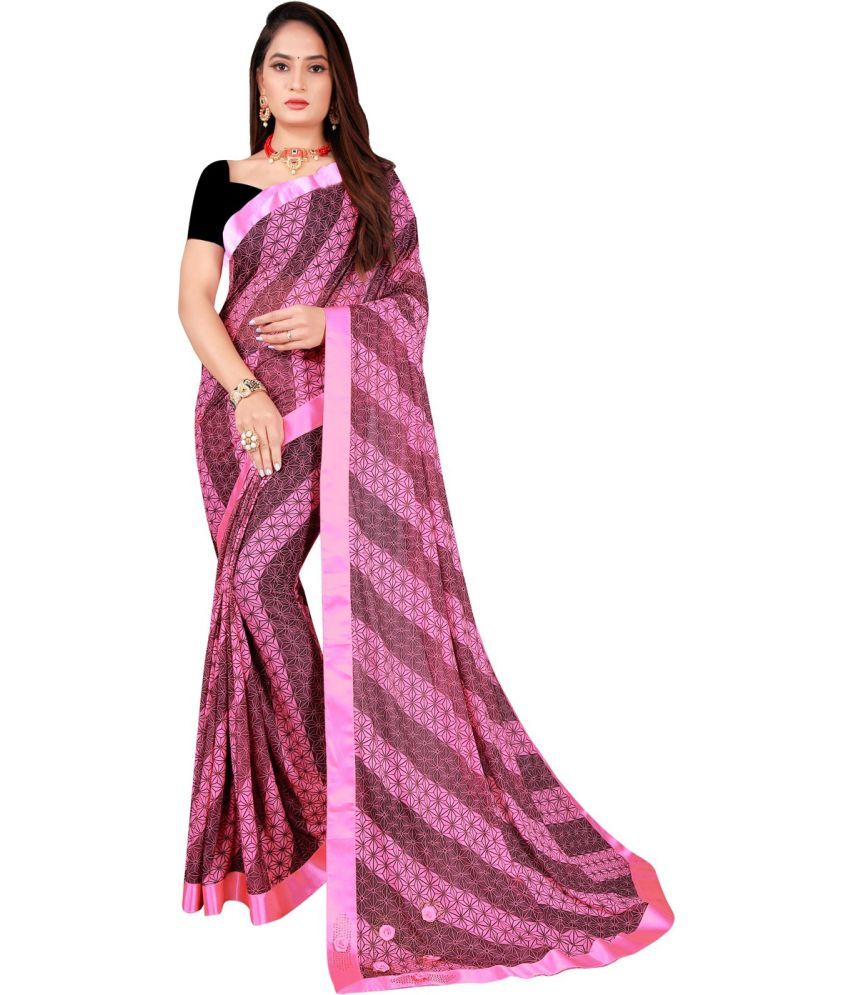     			Saadhvi Cotton Silk Self Design Saree Without Blouse Piece - Pink ( Pack of 1 )