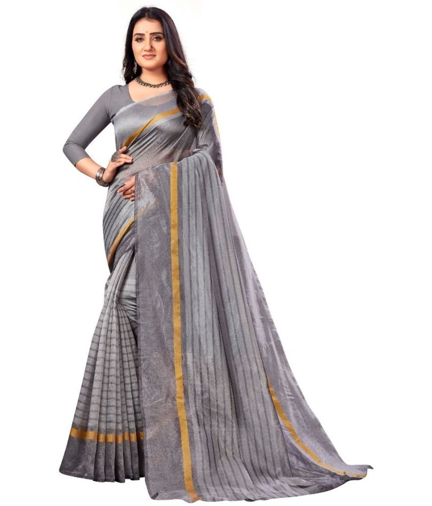     			Saadhvi Cotton Silk Solid Saree Without Blouse Piece - Dark Grey ( Pack of 1 )