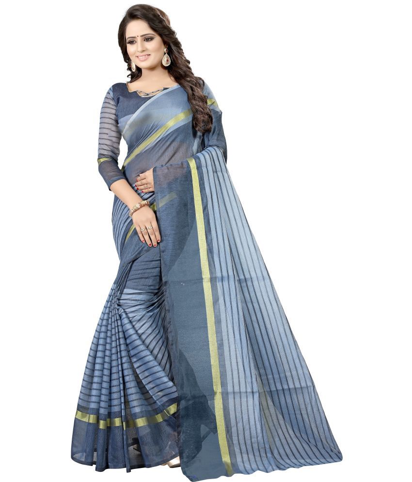     			Saadhvi Cotton Silk Solid Saree Without Blouse Piece - Grey ( Pack of 1 )