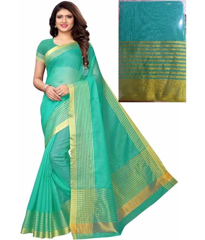     			Saadhvi Cotton Silk Solid Saree With Blouse Piece - Rama ( Pack of 1 )