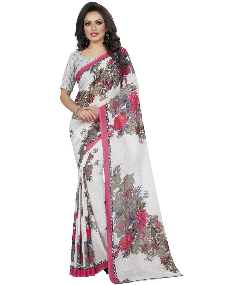     			Saadhvi Cotton Silk Woven Saree Without Blouse Piece - White ( Pack of 1 )