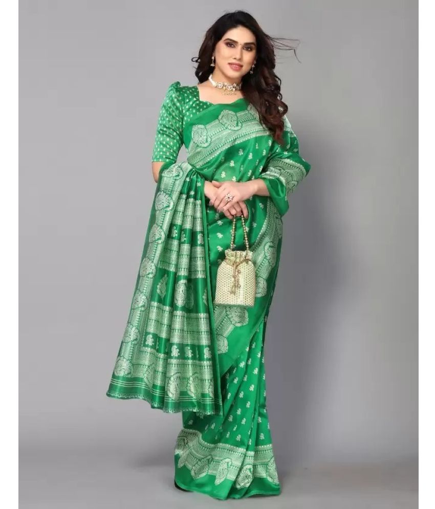     			Saadhvi Cotton Silk Woven Saree Without Blouse Piece - Green ( Pack of 1 )
