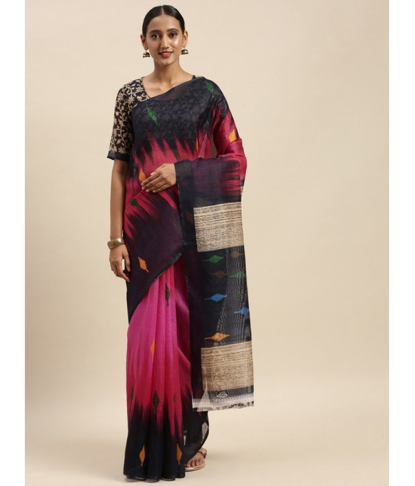     			Saadhvi Cotton Silk Woven Saree Without Blouse Piece - Black ( Pack of 1 )