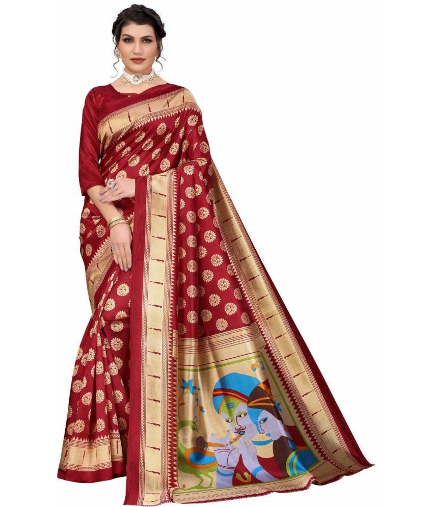     			Saadhvi Cotton Silk Woven Saree Without Blouse Piece - Mustard ( Pack of 1 )