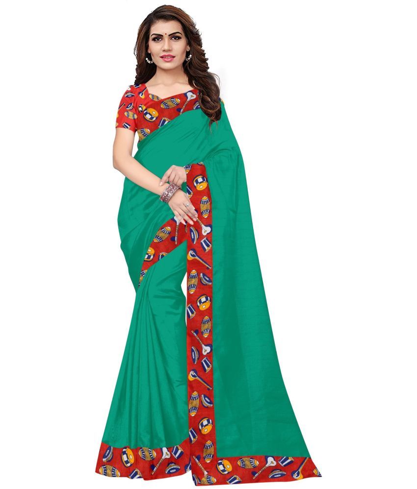     			Saadhvi Cotton Silk Woven Saree Without Blouse Piece - Green ( Pack of 1 )