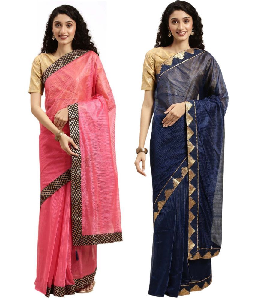     			Saadhvi Cotton Silk Woven Saree Without Blouse Piece - Blue ( Pack of 1 )