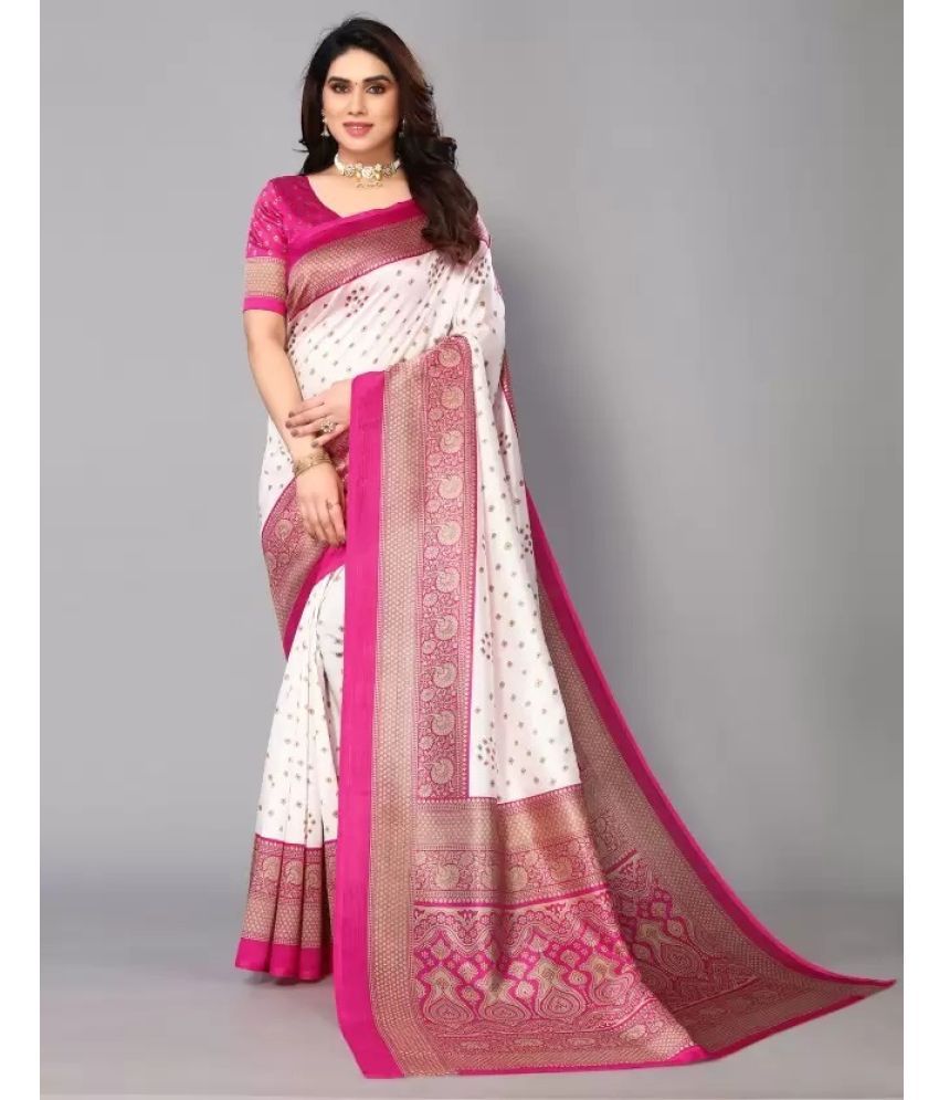     			Saadhvi Cotton Silk Woven Saree Without Blouse Piece - Pink ( Pack of 1 )