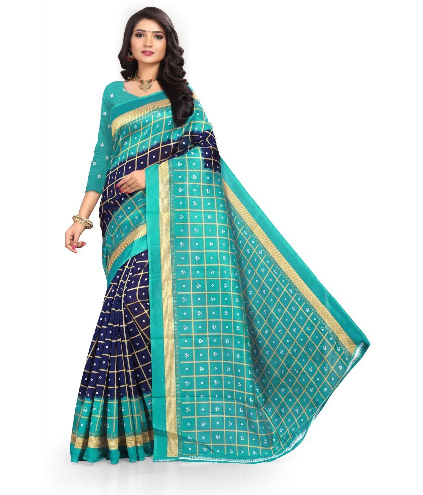     			Saadhvi Cotton Silk Woven Saree Without Blouse Piece - Blue ( Pack of 1 )