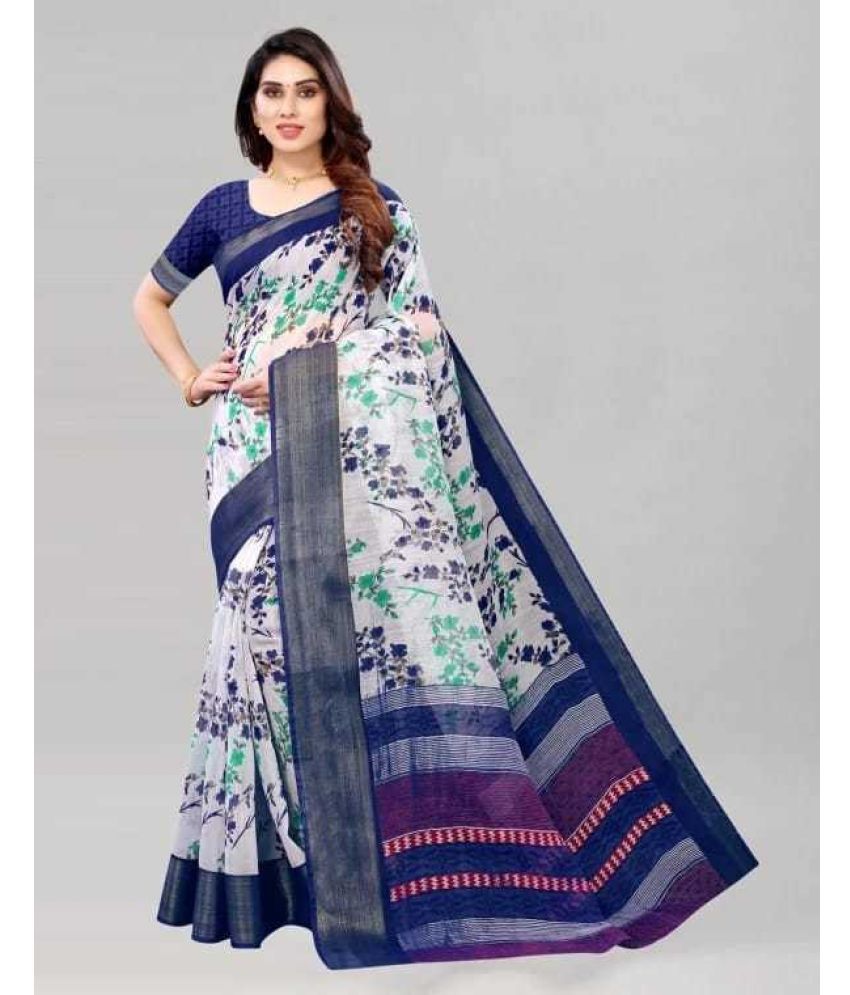     			Saadhvi Cotton Silk Woven Saree Without Blouse Piece - Navy Blue ( Pack of 1 )