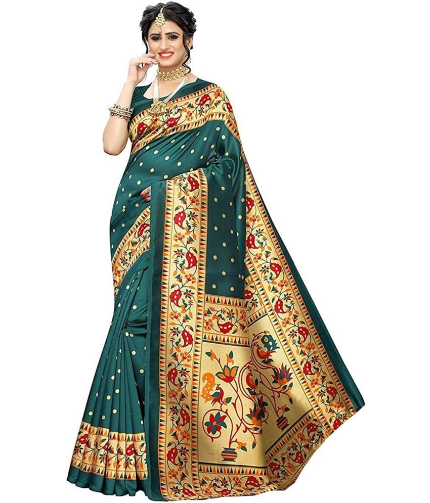     			Saadhvi Cotton Silk Woven Saree With Blouse Piece - Olive ( Pack of 1 )