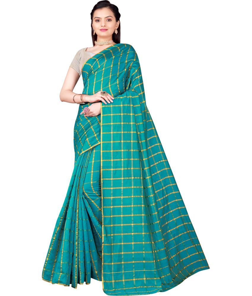     			Saadhvi Cotton Silk Woven Saree Without Blouse Piece - Green ( Pack of 1 )