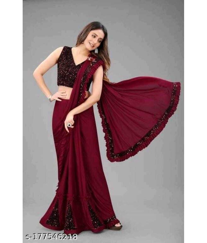     			Saadhvi Cotton Silk Woven Saree Without Blouse Piece - Maroon ( Pack of 1 )