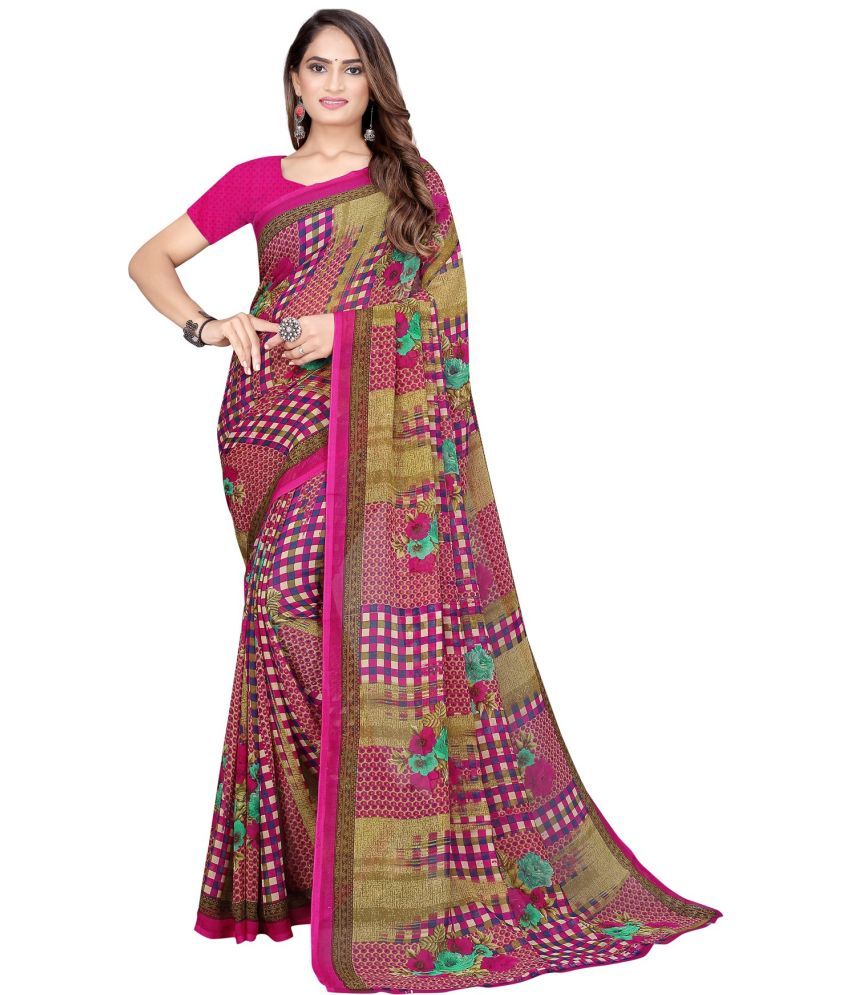     			Vkaran Cotton Silk Applique Saree Without Blouse Piece - Brown ( Pack of 1 )