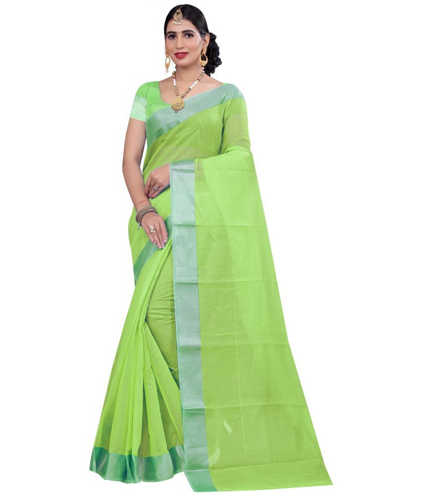     			Vkaran Cotton Silk Solid Saree Without Blouse Piece - Mint Green ( Pack of 1 )