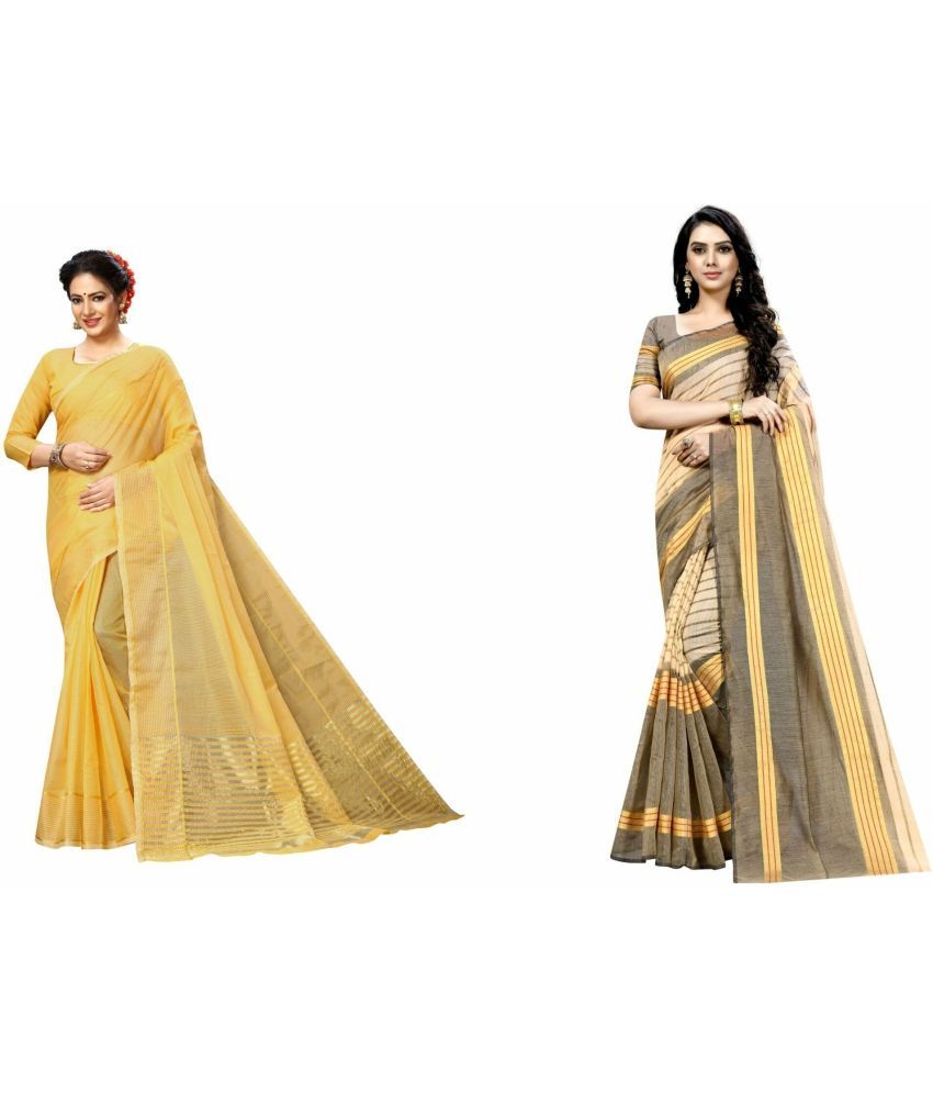     			Vkaran Net Cut Outs Saree With Blouse Piece - Gold ( Pack of 1 )